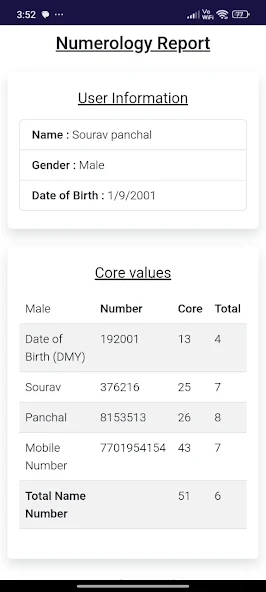 Advance AI Numerology App Screenshot 3