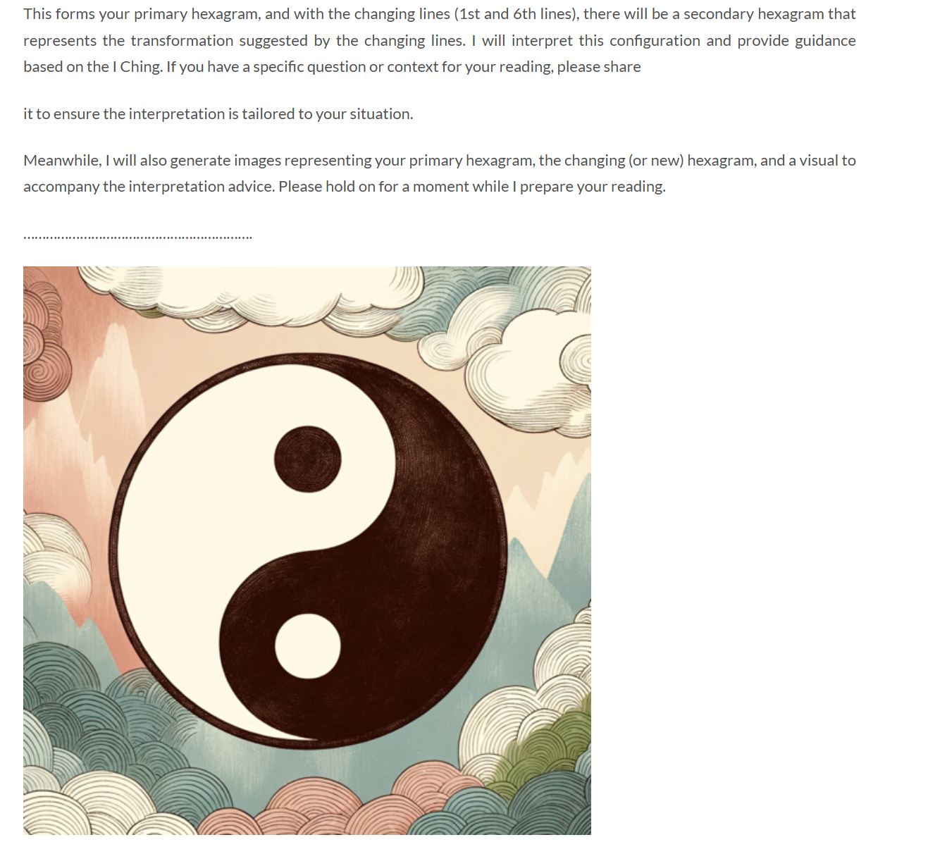 I Ching plugin on ChatGPT (via Yatesweb) screenshot 2