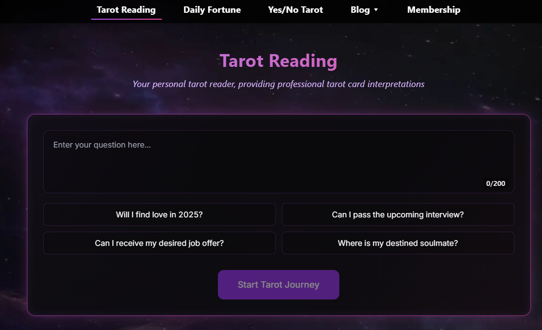 TarotQA screenshot 1